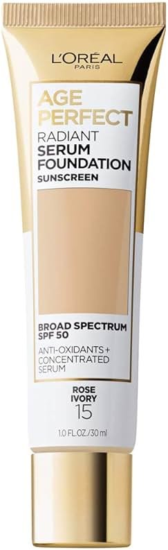 L'Oreal Paris Age Perfect Radiant Serum Foundation with SPF 50, Rose Ivory, 1 Ounce - Product Image