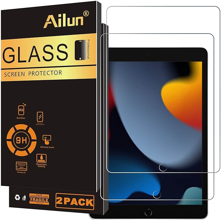 Ailun Screen Protector for iPad 9th 8th 7th Generation (10.2 Inch, iPad 9/8/7, 2021&2020&2019) Tempered Glass/Apple Pencil Compatible [2 Pack] - Product Image