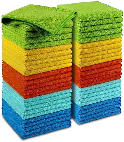 AIDEA Microfiber Cleaning Cloth, 50PK, Microfiber Towels for Cars, Premium Wash Cloths, Dusting Cloth Cleaning Rags, Absorbent Towels for SUVs, House, Kitchen, Window, Cleaning Supplies12×12" - Product Image