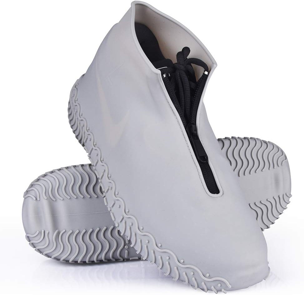 Shiwely Waterproof Shoe Covers, Silicone Reusable Shoe Cover Non-slip Durable Zipper Elastic Rain Cover Protection for Men Women (L (Women 7.5-10.5, Men 6.5-9), Grey) - Product Image