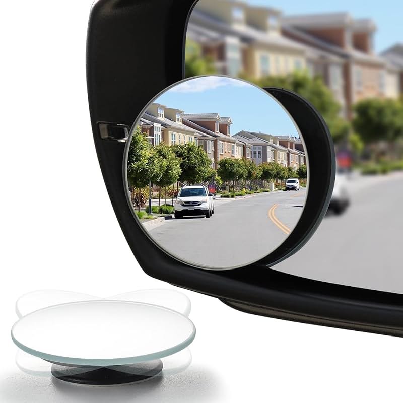 LivTee Blind Spot Mirror, 2" Round HD Glass Frameless Convex Rear View Mirrors Exterior Accessories with Wide Angle Adjustable Stick for Car SUV and Trucks, Pack of 2 - Product Image