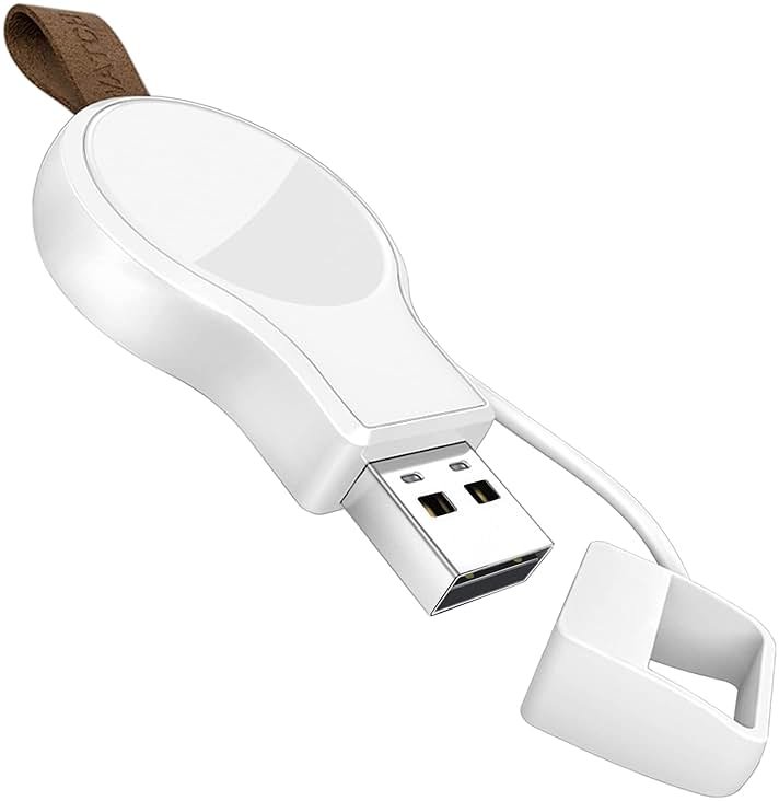 NEWDERY Charger for Apple Watch Travel iWatch USB Wireless Charge, Portable Cordless Charger with Light Weight Magnetic Quick Charge for Apple Watch Ultra2/1 Series11 10 9 8 7 6 5 4 3 2 1 SE, White - Product Image