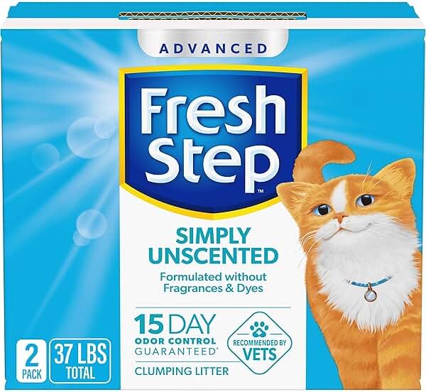 Fresh Step Advanced Simply Unscented Multi Cat Clumping Cat Litter, Low Dust, Odor Control with Activated Charcoal Tech, Compatible in Automatic Litter Boxes, 37 lbs. (2 x 18.5 lb.) - Product Image