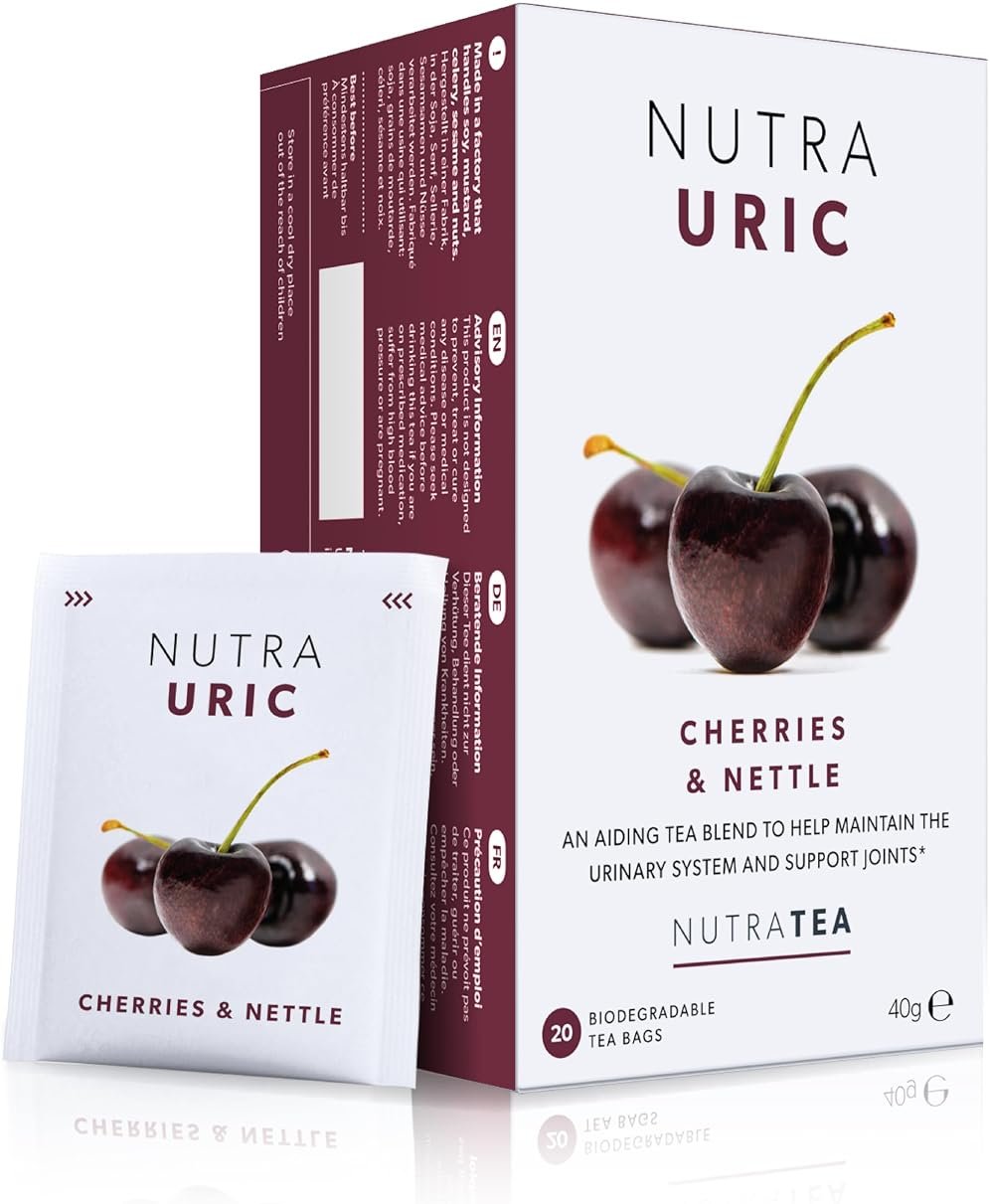 Nutra Tea NUTRAURIC - Uric Acid Cleanse and Kidney Support – Kidney Cleanse Tea – Includes Cherry, Nettle & Turmeric - 20 Enveloped Tea Bags - Herbal Tea - Product Image