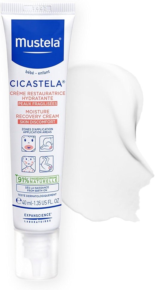 Mustela Cicastela Moisture Recovery Cream - Multipurpose Baby Ointment for Skin Discomfort - with Natural Avocado & Hyaluronic Acid - Fragrance-Free - 1.35 fl. Oz - Product Image