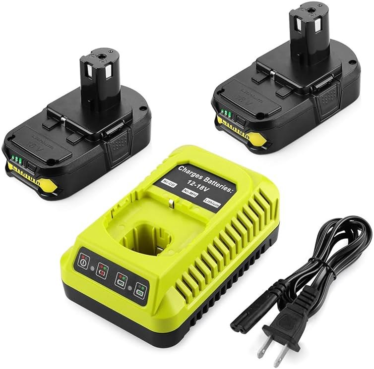 Energup 2Pack 18Volt P102 Replace for Ryobi 18V Batteries and Charger Combo 3.5A, for 18 Volt ONE Plus P103 P104 P105 P107 P109 P190 P191 P122 for Ryobi 18v Battery - Product Image