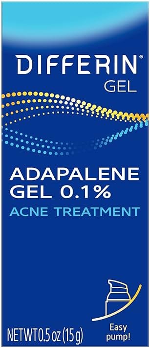Differin Acne Treatment Gel, 30 Day Supply, Retinoid Treatment for Face with 0.1% Adapalene, Gentle Skin Care for Acne Prone Sensitive Skin, 15g Pump (Packaging May Vary) - Product Image