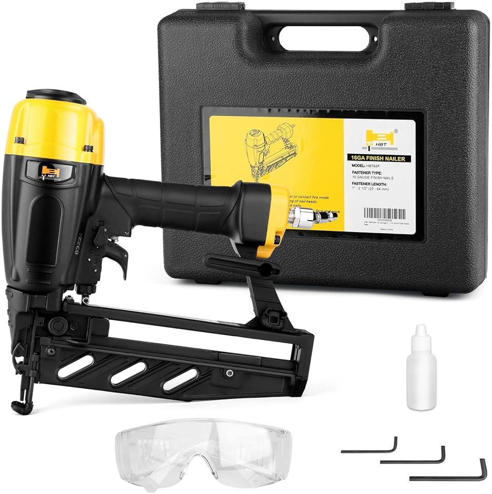 HBT HBT64P 16 Gauge Finish Nailer with Magnesium Housing, Straight Finish Nail Gun with Carrying Case, for 1-Inch up to 2-1/2-Inch Finish Nails - Product Image