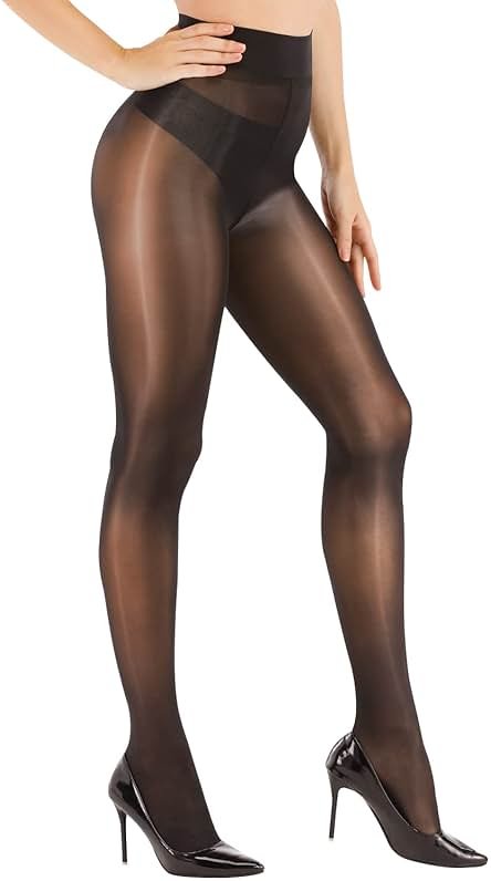 ARRUSA Women's Super Sexy Shiny Sheer Control Top Footed Tights Silk Stockings Ultra Shimmery High Waist Pantyhose - Product Image