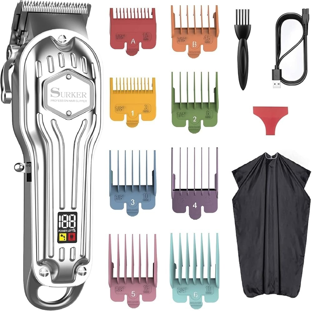 SURKER Mens Hair Clippers Cord Cordless Hair Trimmer Professional Haircut Kit for Men Rechargeable LED Display - Product Image