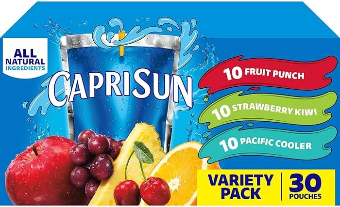 Capri Sun Fruit Punch, Strawberry Kiwi and Pacific Cooler Flavored Juice Drink Blend Variety Pack, 30 ct Box, 6 fl oz Pouches - Product Image