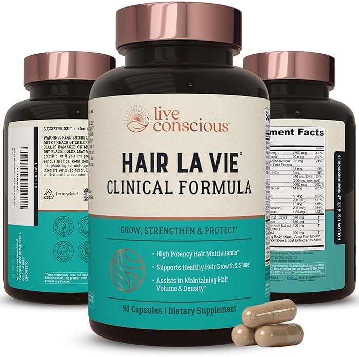 Hair La Vie Live Conscious Clinical Formula Hair Growth Vitamins for Women and Men w/Biotin, Collagen & Saw Palmetto (Pack of 1) - Product Image