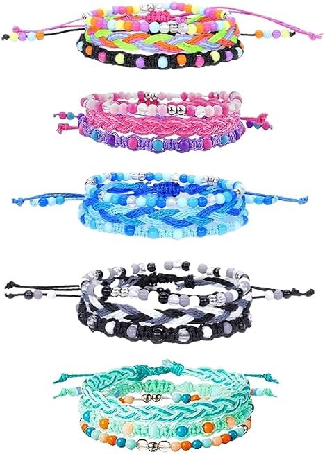 YANMIN 15pcs Braided Beaded Friendship Bracelets for Teens Girls Handmade Stackable Woven Cute Girls Bracelets Teenager Pinata Goody Bag Stocking Stuffers Tween Birthday Party Favors - Product Image