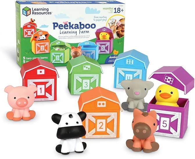 Learning Resources Peekaboo Learning Farm - Farm Animals for Toddlers, Educational Fine Motor Montessori Sets, Toddler Animal Toys, Counting, Sorting & Matching Barn Animal Toy, Little Animal Figures - Product Image