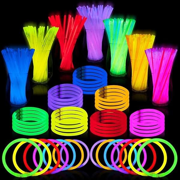 JOYIN 144 Pcs 8" Glow sticks Bulk Party Favors Pack, Neon Glow in the Dark Party Supplies, Light Up Necklaces and Bracelets with Connectors, Easter, Football, Birthday Decorations - Product Image