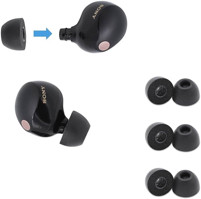 Comply Memory Foam Replacement Earbud Tips for Sony True Wireless Earbuds | Ultimate Comfort, Secure Fit, Superior Noise Isolation | Anti Slip, Prevent from Falling Out | Black, Medium (3 Pairs) - Product Image