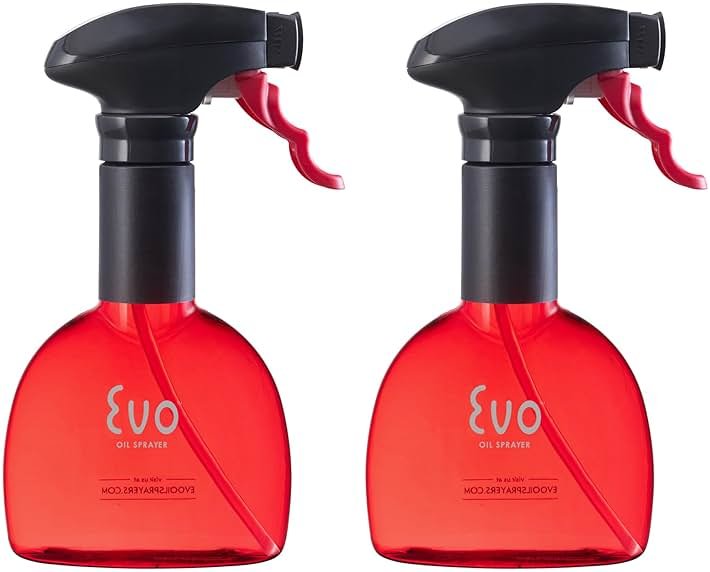 Evo Oil Sprayer Minis, Non-Aerosol for Olive, Cooking Oils, and Vinegars, Red, 8-Ounce Capacity, Set of 2 - Product Image