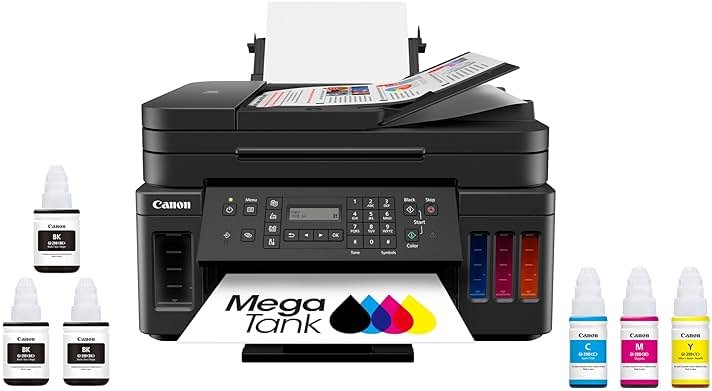 Canon G7020 All-in-One Printer Home Office | Wireless Supertank (Megatank) Printer | Copier | Scan, | Fax and ADF with Mobile Printing, Black, Works with Alexa - Product Image