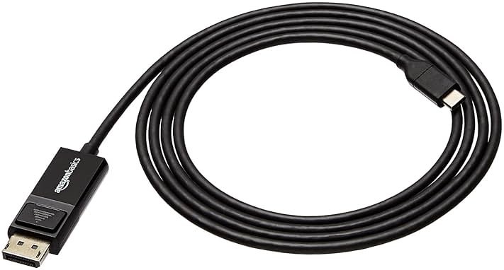 Amazon Basics Bi-Directional USB-C to DisplayPort Cable, Thunderbolt 3/4 Compatible, 4K@60Hz, DP Alt Mode, Plug & Play, 6-foot, Black - Product Image