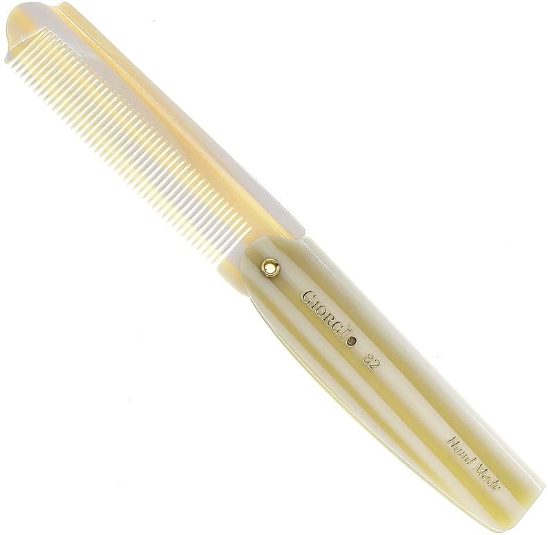 Giorgio G82 IVY 4 Inch Handmade Folding Pocket Comb for Men, Fine Tooth Hair Comb Straightener for Everyday Grooming Styling Hair, Beard or Mustache, Use Dry or with Balms, Saw Cut Hand Polished - Product Image