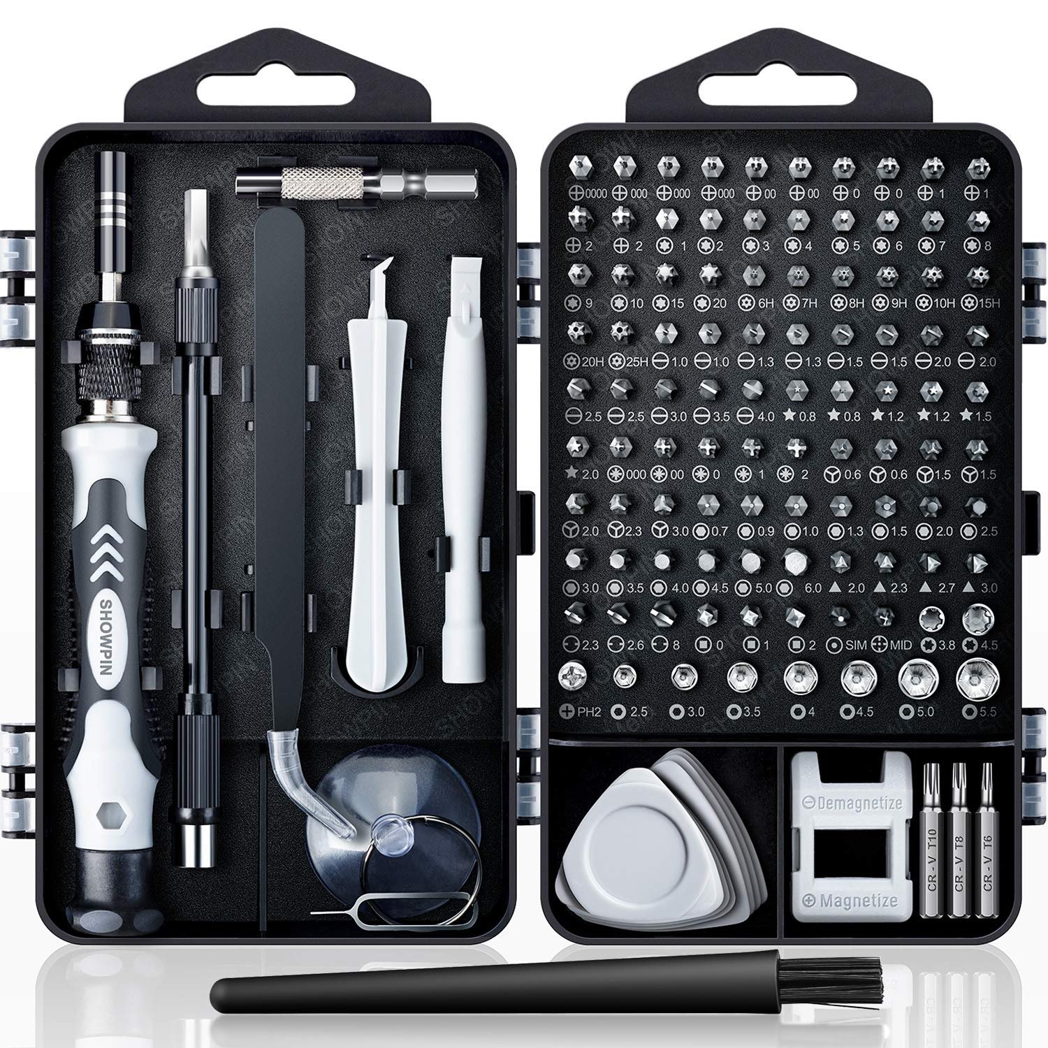 SHOWPIN 122 in 1 Precision Computer Screwdriver Kit, Laptop Screwdriver Sets with 101 Magnetic Drill Bits, Computer Accessories, Electronics Tool Kit Compatible for Tablet, PC, iPhone, PS4 Repair - Product Image