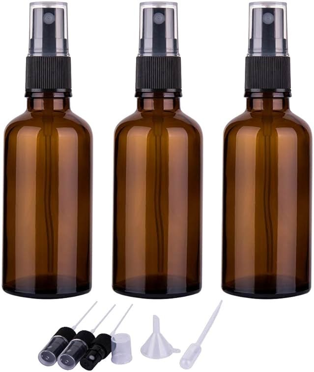 hmaimas 2oz Amber Glass Spray Bottles for Essential Oils, Small Empty Spray Bottle, Fine Mist Spray, Set of 3 - Product Image