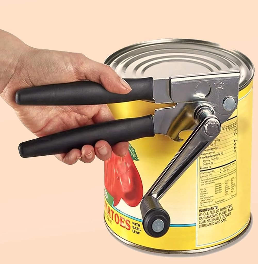 Heavy Duty Can Opener with Magnet – Commercial Can Opener Manual for Seniors, Hand Held, Sharp Blade, Smooth Edge – Folding Knob for Easy Storage, Built in Bottle Opener - Product Image