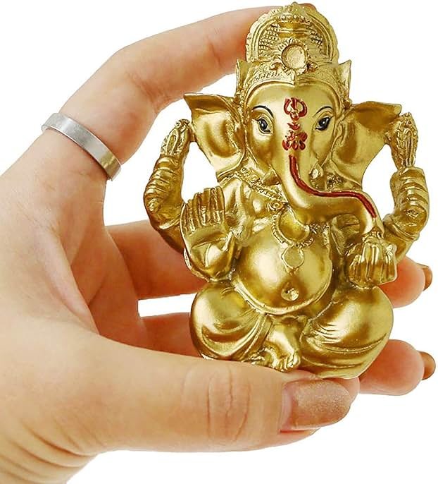 Hindu Ganesh for Car Dashboard - Indian Mini Ganesha Statue India Home Office Temple Mandir Pooja Items Diwali Gifts Decor Murti Ganpati Idol Yoga Zen Meditation Room Altar Shrine Kit - Product Image