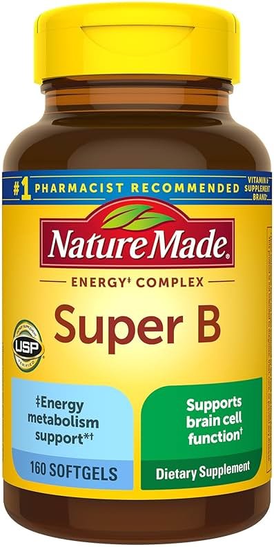 Nature Made Super B Complex Vitamins for Women and Men, Dietary Supplement for Energy Metabolism Support, Super Vitamin B Complex, 160 Softgels, 160 Day Supply - Product Image