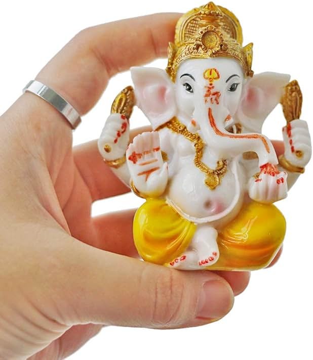 BangBangDa Indian Ganesh Idol Car Dashboard - Hindu Ganesha Statue Elephant God India Ganpati Lord Murti Mandir Diwali Gifts Yoga Zen Meditation Room Altar Shrine Kit Temple Puja Pooja Items Decor - Product Image