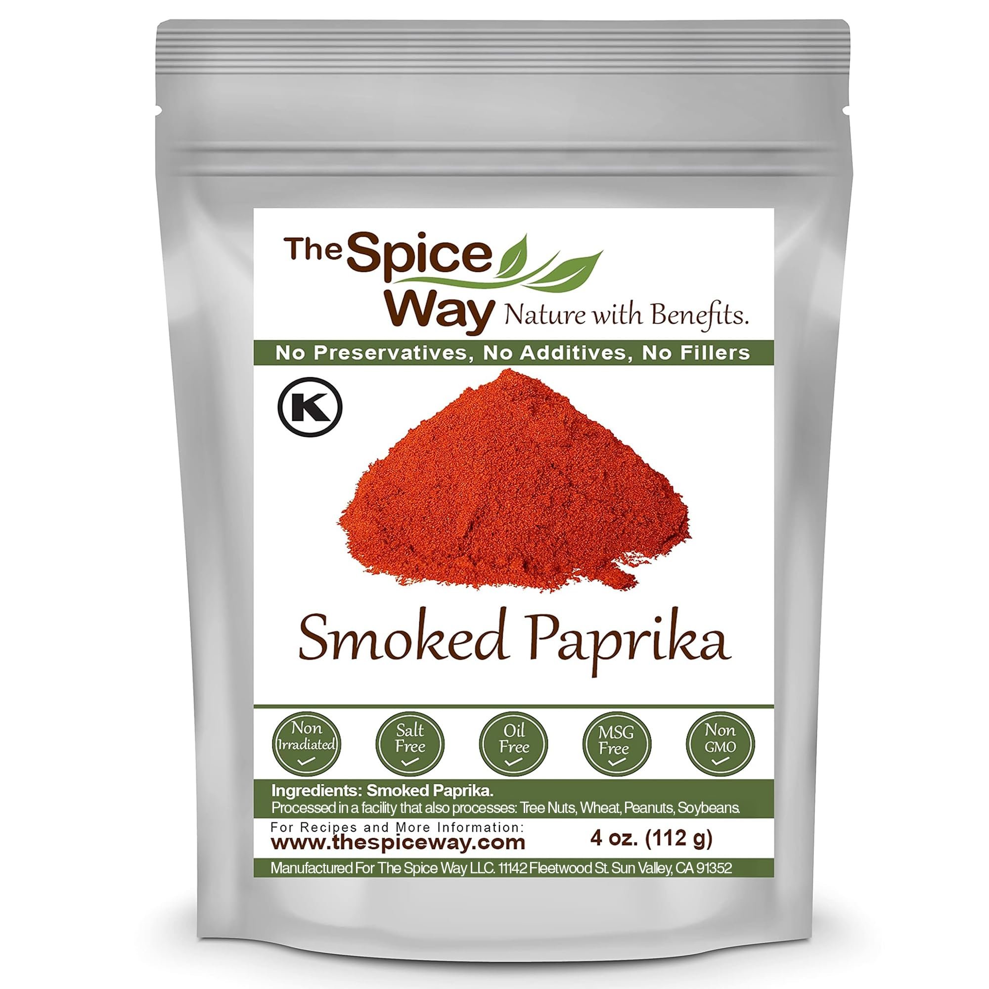 The Spice Way Smoked Paprika - pure, no additives, Non-GMO, no preservatives, no fillers. Authentically smoked with herbs.4 oz resealable bag - Product Image