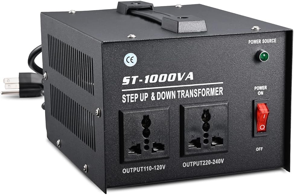 ZGROCK 1000 Watt Voltage Transformer- Step Up and Down- Circuit Breaker Protection Universal Dual Output Step Up & Step Down Power Transformer 110V to 220V/220V to 110V - Product Image