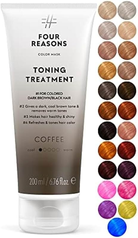 FOUR REASONS Color Mask, Coffee (27 Colors) – Hair Gloss & Color Depositing Conditioner – Semi Permanent Hair Toner for Color-Treated Hair Color For Women – Vegan & Cruelty-Free – 6.76 fl oz - Product Image