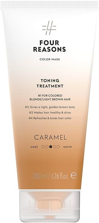 FOUR REASONS Color Mask, Caramel (27 Colors) – Hair Gloss & Color Depositing Conditioner – Semi Permanent Hair Toner for Color-Treated Hair Color For Women – Vegan & Cruelty-Free – 6.76 fl oz - Product Image