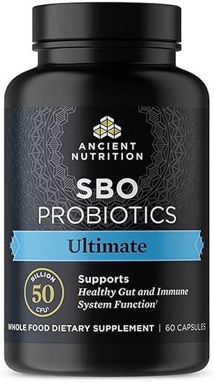 Ancient Nutrition Probiotics, SBO Probiotics Ultimate 50 Billion CFUs*/Serving, Digestive and Immune Support, Gluten Free, Ancient Superfoods Blend, 60 Capsules - Product Image