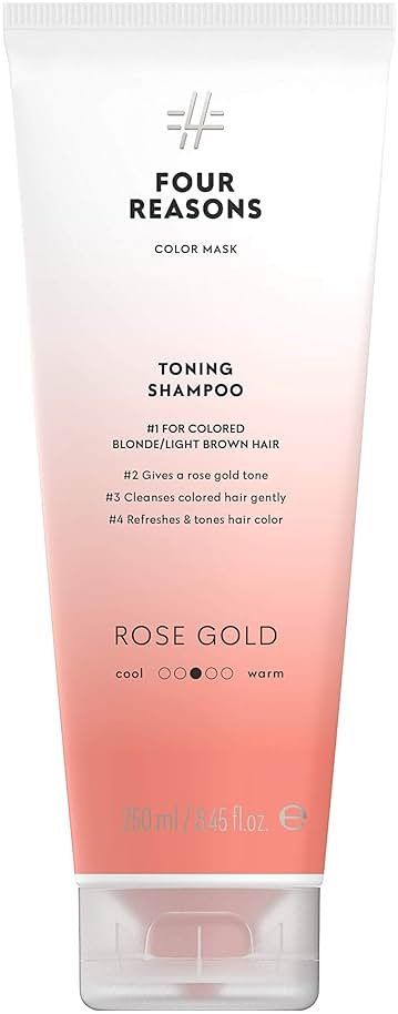 FOUR REASONS Hair Color Shampoo, Rose Gold (8 Colors) - Blonde Hair Toner & Color Depositing Shampoo for Women - Semi-Permanent Toner for Color Treated Hair, Sulfate Free, Vegan - 8.45 Fl Oz - Product Image