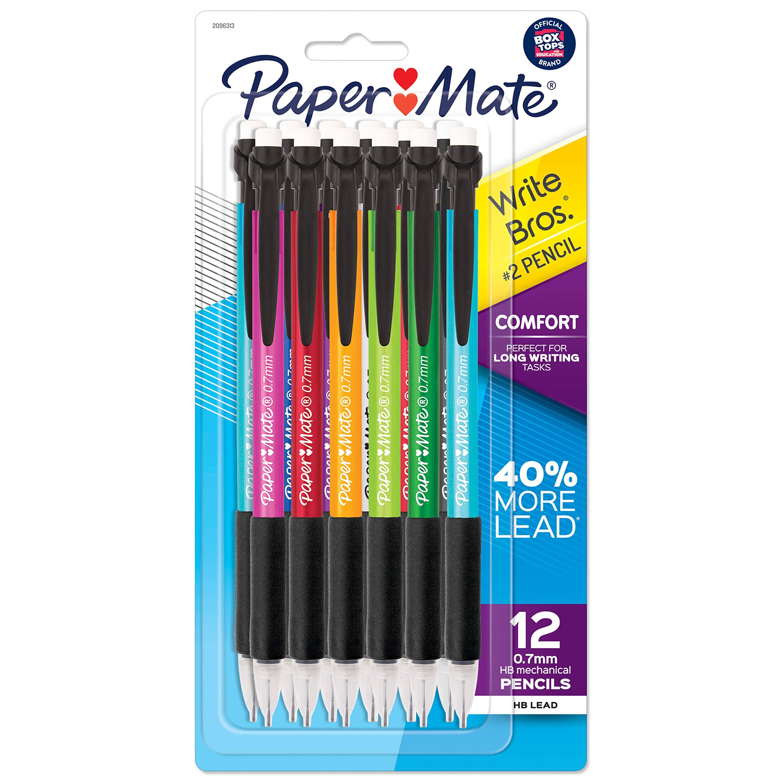 Paper Mate Mechanical Pencils Write Bros. Comfort #2 Pencil with Comfort Grip Great for Long Writing Tasks 0.7mm 12 Count - Product Image