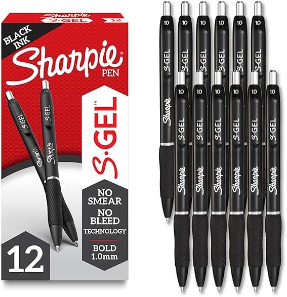 Sharpie S-Gel Pens, Bold Point (1.0mm), Black Gel Ink, 12 Count - Writing, Journaling, Note-Taking, College, Teacher Supplies, Office - Product Image