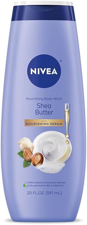 NIVEA Nourishing Shea Butter Body Wash with Nourishing Serum, Moisturizing Body Wash for Women, Enriched Provitamin B5 and Vitamin E, 20 Fl Oz Bottle - Product Image