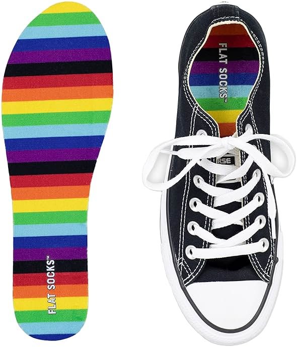 Flat Socks No Show Socks, Sockless Shoe Liner, No Slipping, No Stinking, Washable Barefoot Shoe Insert for Men and Women, Multi-Colored Patterns - Product Image