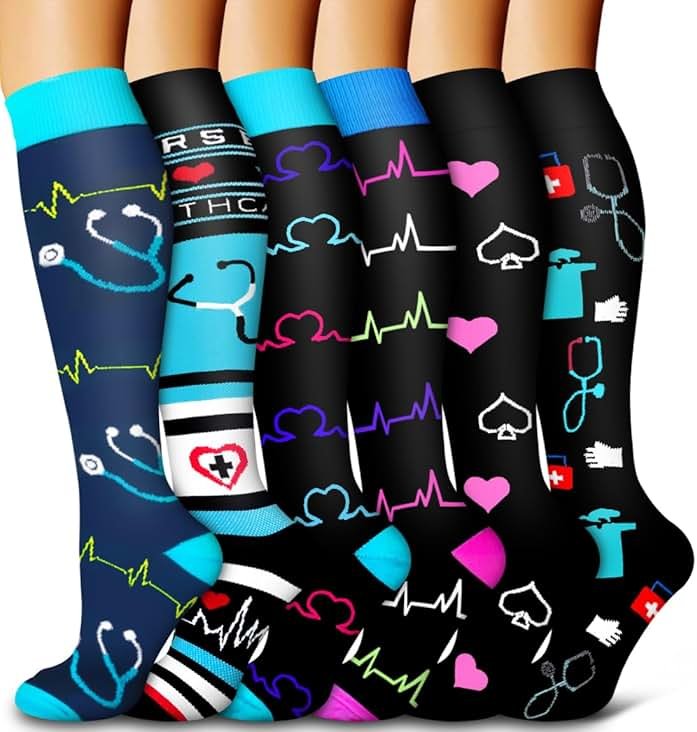 Bluemaple 6 Pack Copper Compression Socks for Women and Men Circulation-Best Support for Medical, Running,Nursing,Athletic - Product Image