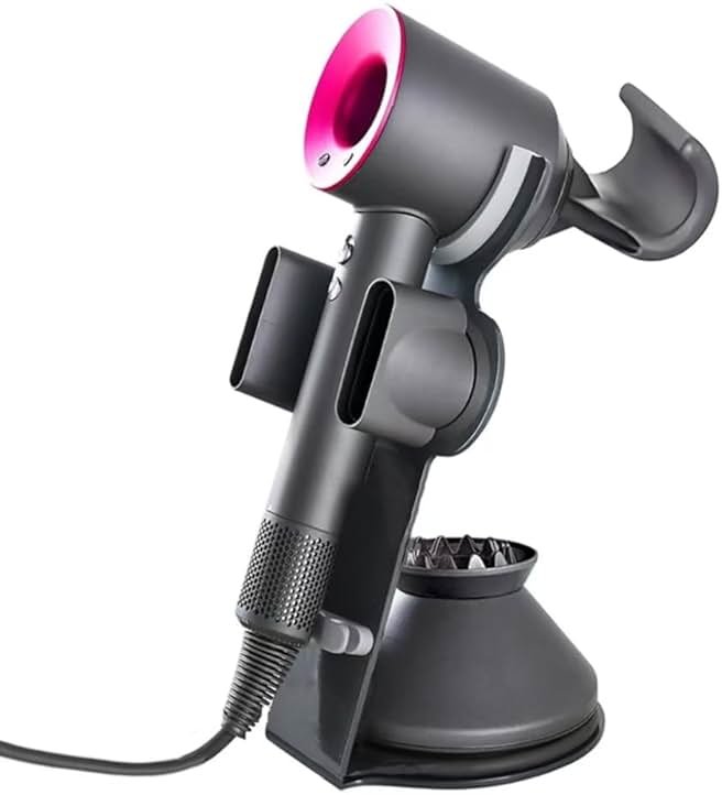 Foho Hair Dryer Holder for Dyson Supersonic, Magnetic Stand with Power Plug Cable Organizer, Bathroom Organizer Supersonic Dryer, Diffuser and Nozzles - Product Image