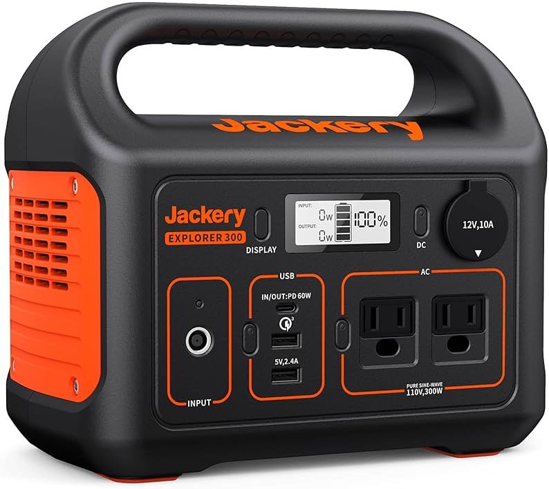 Jackery Portable Power Station Explorer 300, 293Wh Backup Lithium Battery, 110V/300W Pure Sine Wave AC Outlet, Solar Generator (Solar Panel Not Included) for Outdoors Camping Travel Hunting Blackout - Product Image