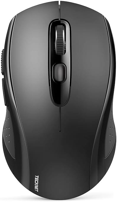 TECKNET Bluetooth Mouse (BT 5.0/3.0+2.4Ghz), 6-Level 4000 DPI Wireless Mice for Laptop, 2-in-1 Ergonomic Computer Portable PC Mouse, Silent Mouse with USB Receiver for Windows/Mac/PC/Notebook-Black - Product Image
