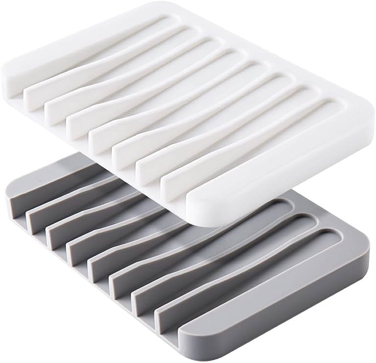 4PCS Self-Draining Silicone Bar Soap Dish and Holders for Shower | Easy Clean, Can Extend Soap Life, Premium Sponge Holder for Sink, Kitchen, Bathroom, or Counter, Soap Tray for Shower - Product Image