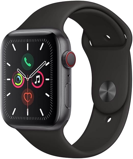 Apple Watch Series 5 (GPS + Cellular, 44MM) - Space Gray Aluminum Case with Black Sport Band (Renewed) - Product Image