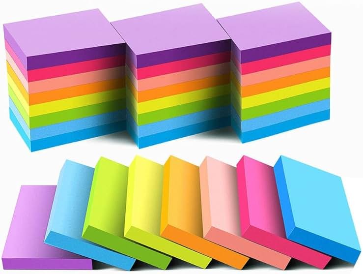 Mini Sticky Notes 1.5x2 Inches, Bright Colors Self-Stick Pads, 24 Pack, 75 Sheets/Pad,1800 Sheets - Product Image