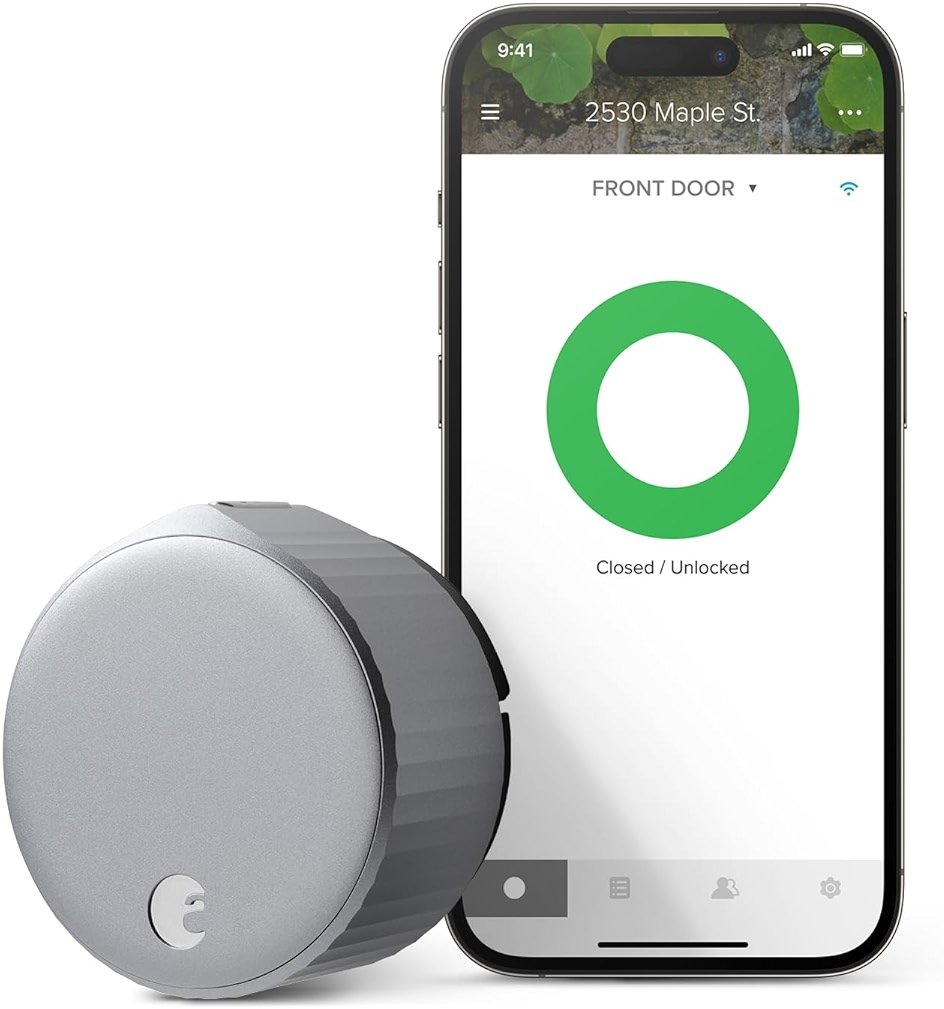 August Home, Silver Wi-Fi Connected Smart Keyless Entry Door Lock, Electronic Door Lock Fits Your Existing Deadbolt in Minutes, ‎ ‎AUG-SL05-M01-S01 - Product Image