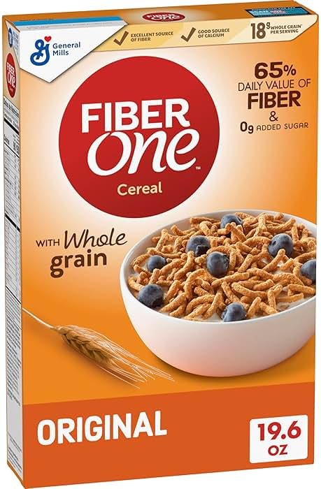 Fiber One Cereal, Original Bran, High Fiber Cereal Made with Whole Grain, 19.6 oz - Product Image