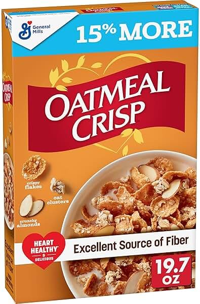 Oatmeal Crisp Heart Healthy Cereal, High Fiber Cereal Made with Whole Grain, 19.7 oz - Product Image